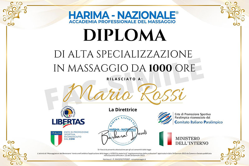 Diploma di Alta Specializzazione in Massaggio da 1000 ore: ecco come diventare un perfetto Massaggiatore Professionista