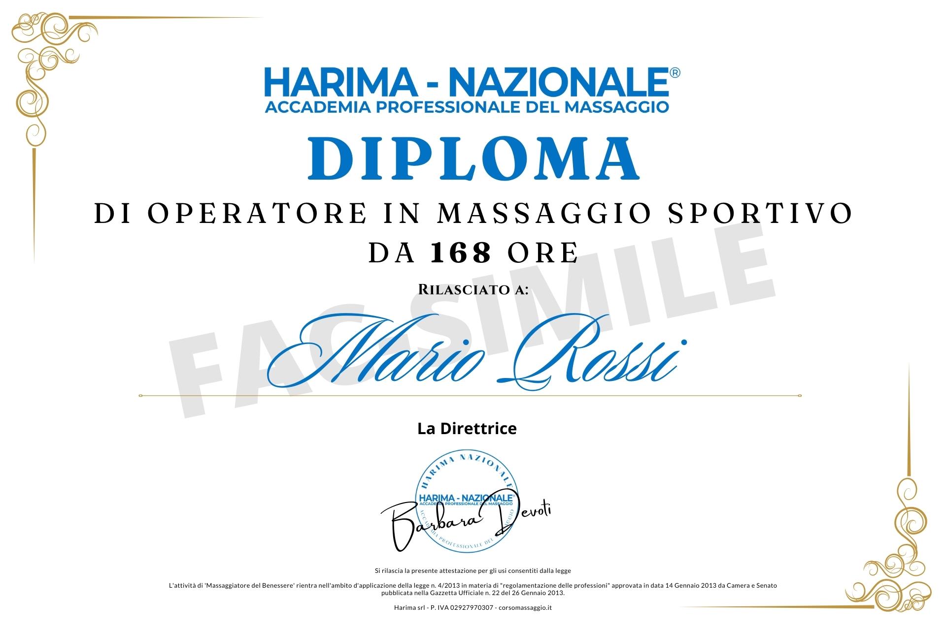 diploma massaggiatore, diploma massaggio sportivo, diploma massaggiatore professionale, diploma massaggiatore riconosciuto, coni, libertas, Harima-Nazionale®