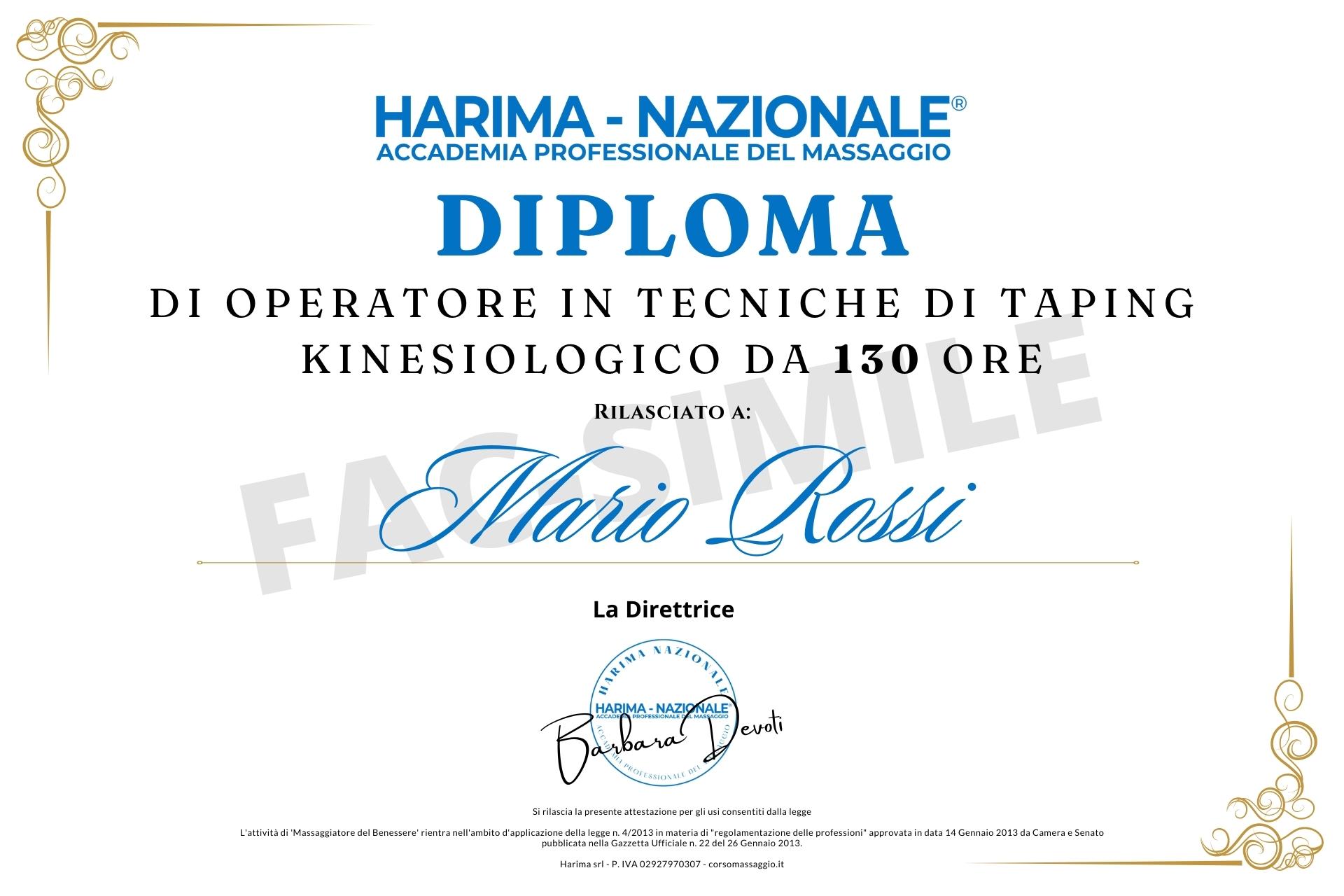 diploma massaggiatore, diploma taping kinesiologico harima-nazionale, diploma massaggiatore professionale, diploma massaggiatore riconosciuto, coni, libertas, Harima-Nazionale®