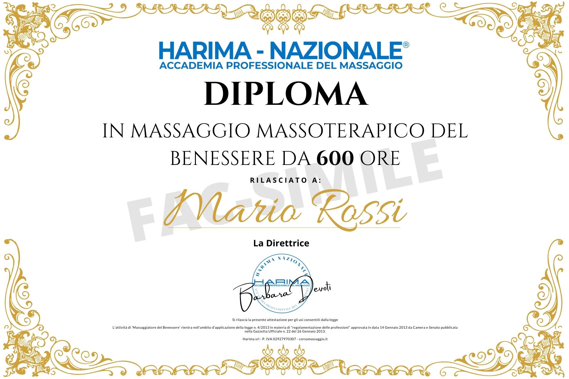 Diploma in Massaggio Massoterapico del Benessere da 600 Ore